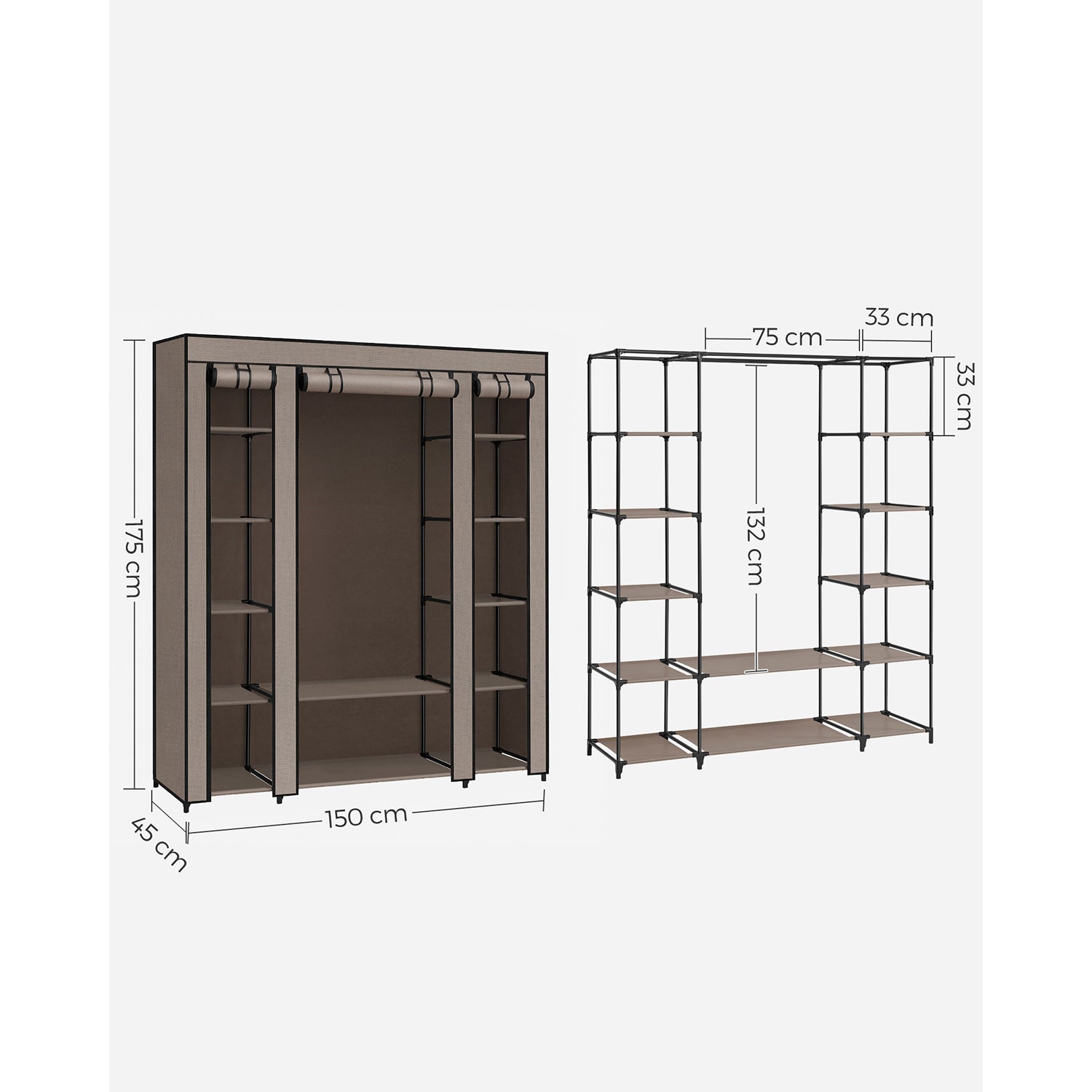 Faltschrank mit Kleiderstange