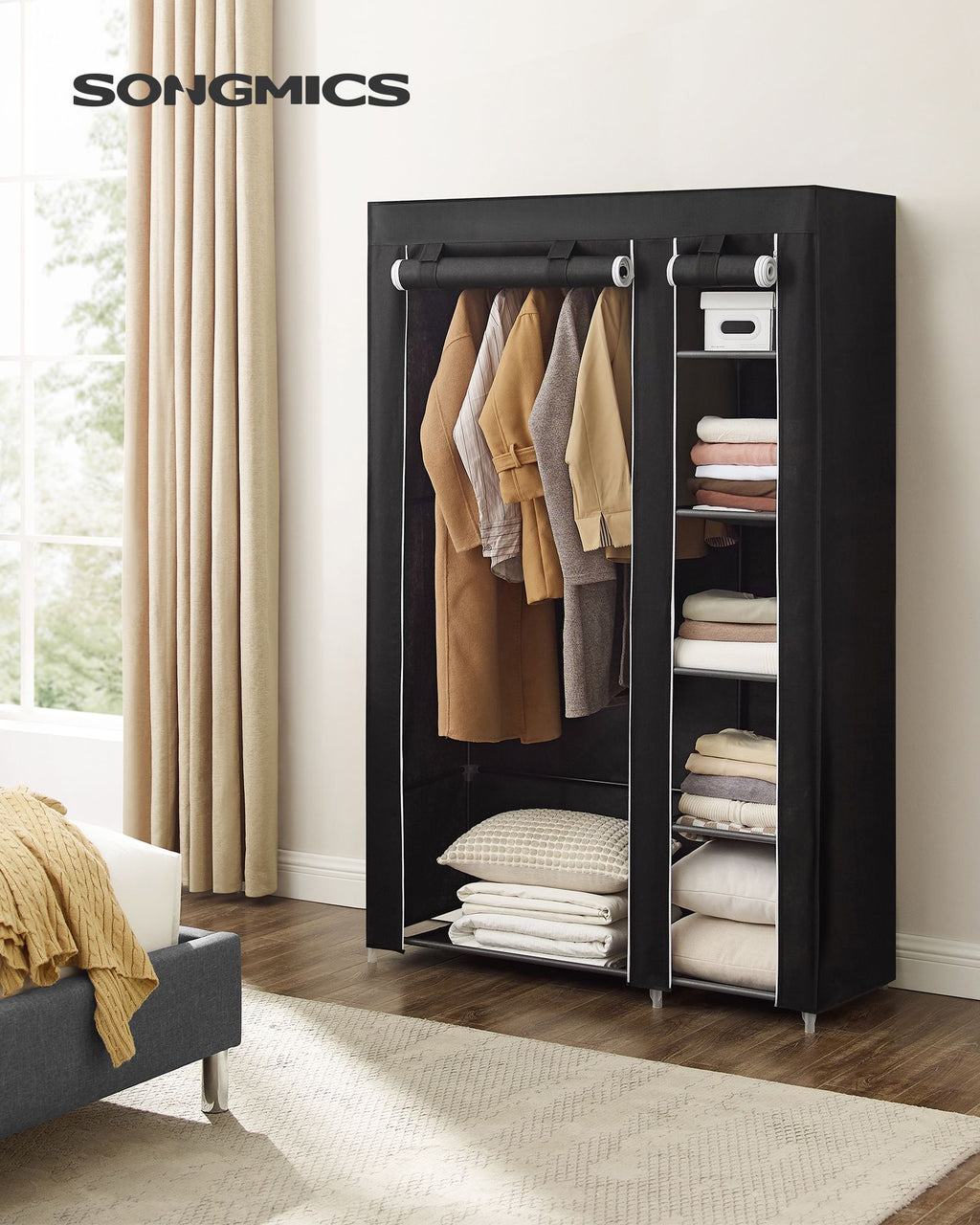 Stoffschrank 175 x 110 cm Schwarz