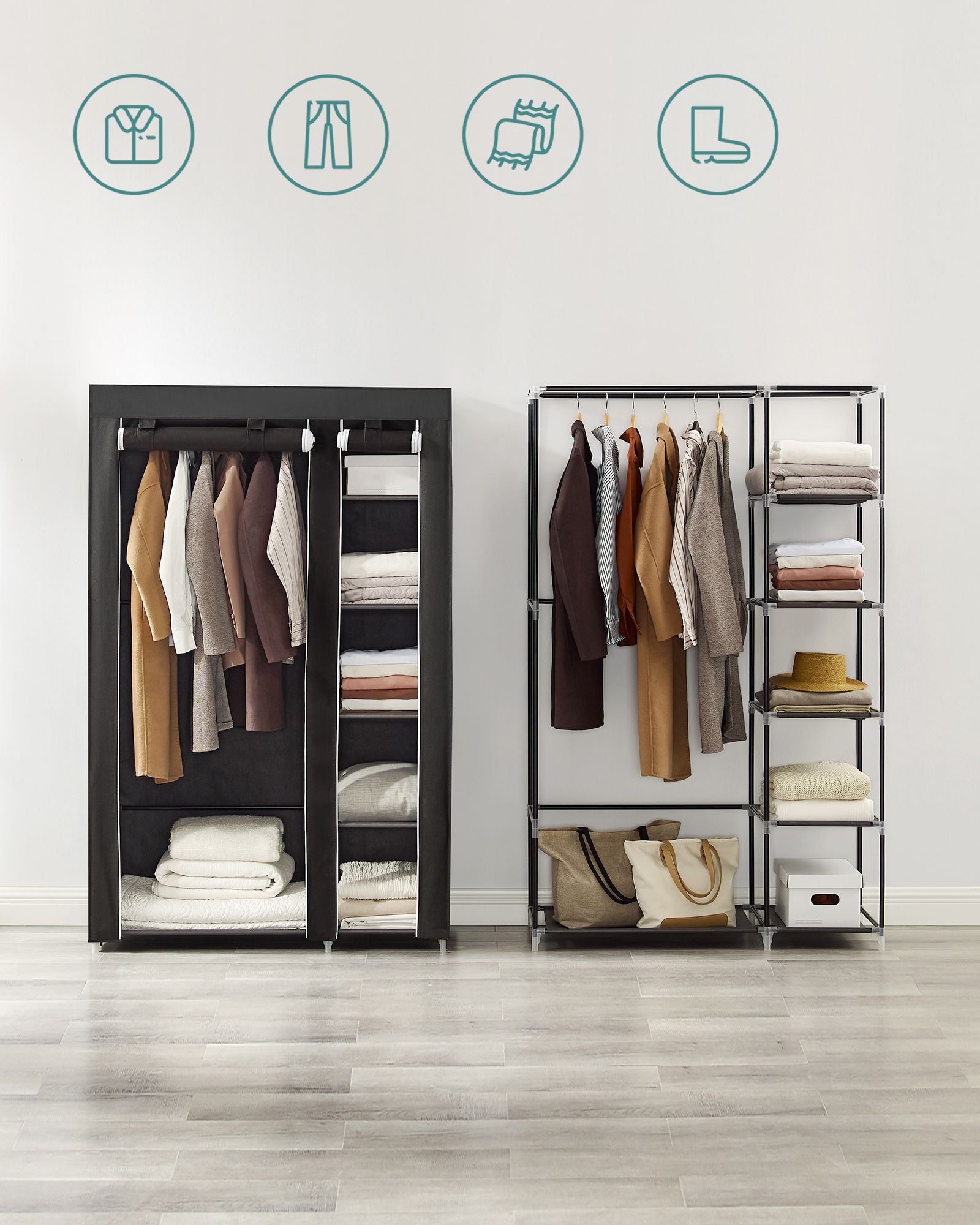 Stoffschrank 175 x 110 cm Schwarz