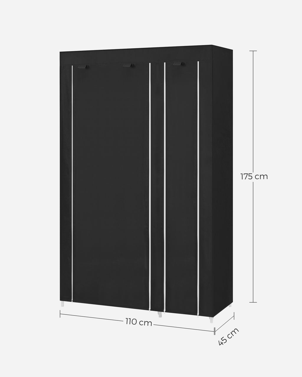 Stoffschrank 175 x 110 cm Schwarz