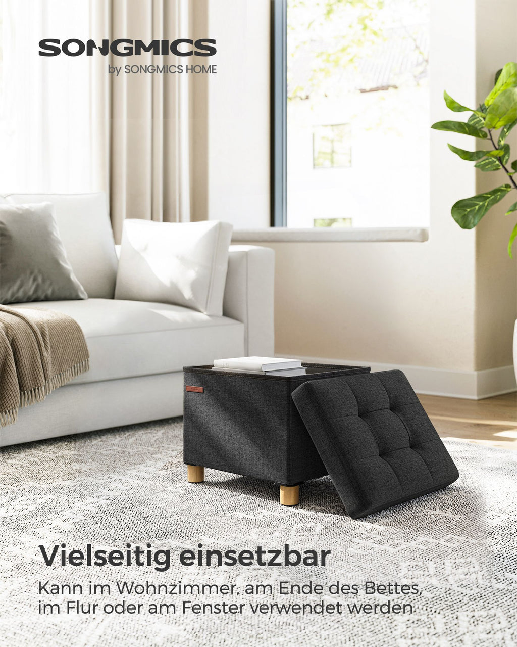 Sitzbank klappbar 32 x 40 x 33,5 cm mit Stauraum schwarz