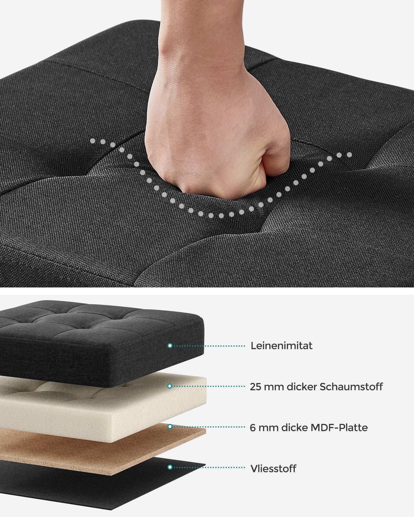 Sitzbank klappbar 32 x 40 x 33,5 cm mit Stauraum schwarz