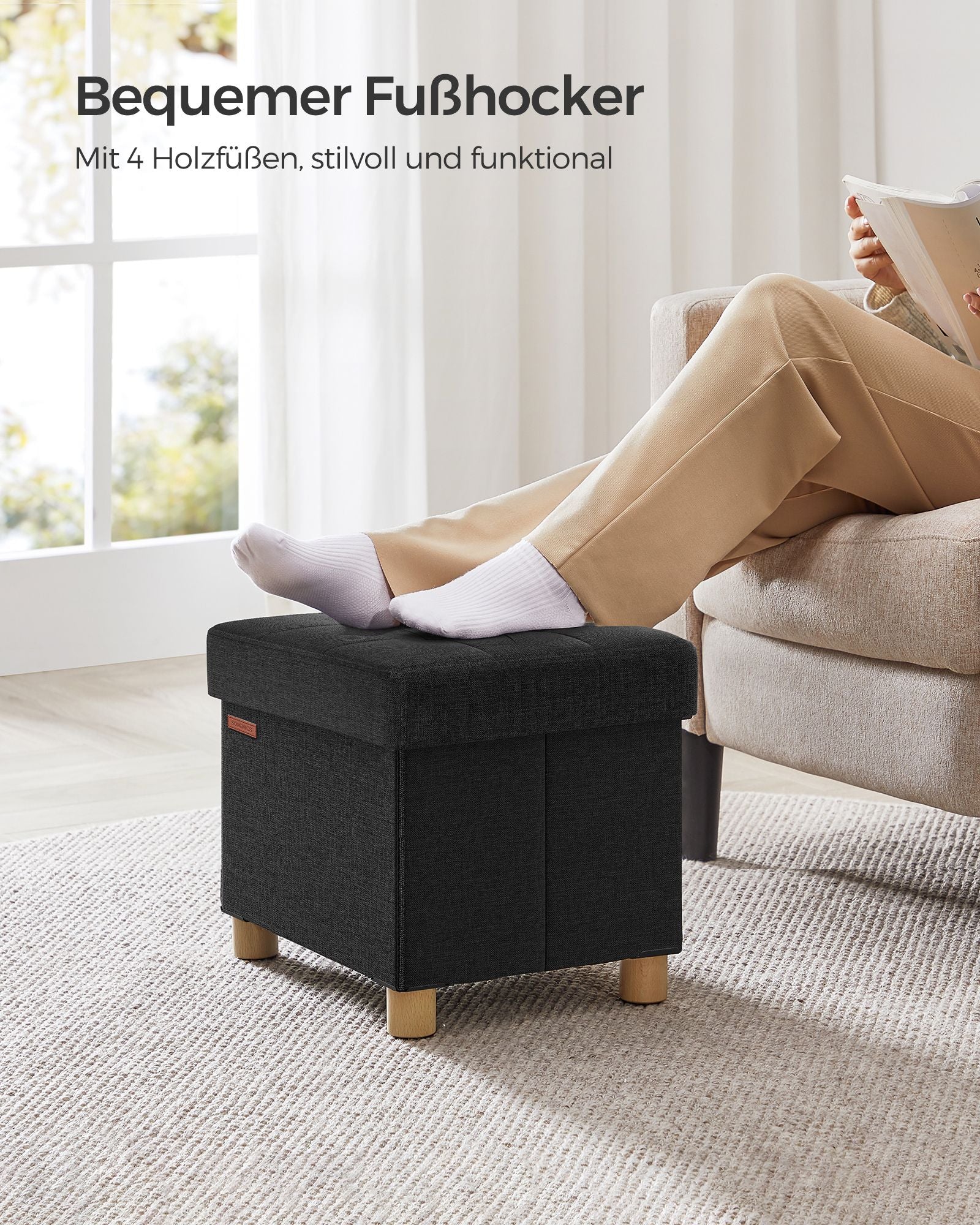 Sitzbank klappbar 32 x 40 x 33,5 cm mit Stauraum schwarz