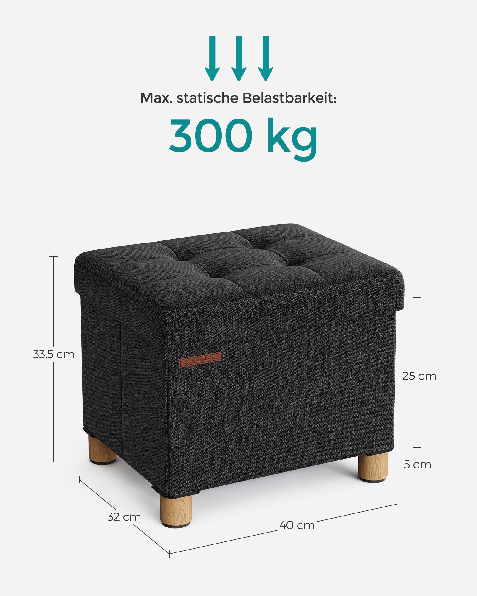 Sitzbank klappbar 32 x 40 x 33,5 cm mit Stauraum schwarz