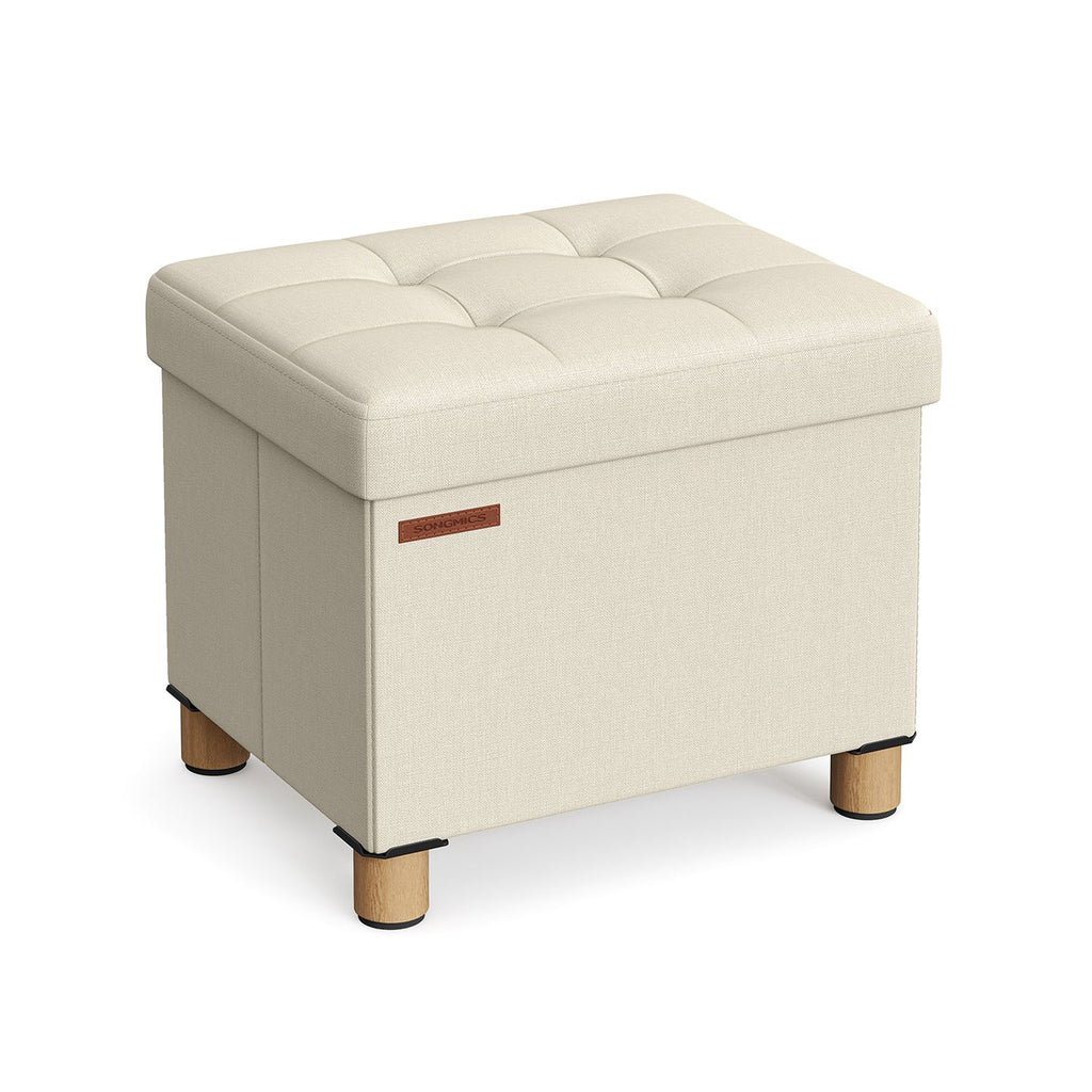 Sitzhocker mit Stauraum bis 300 kg belastbar cremeweiß