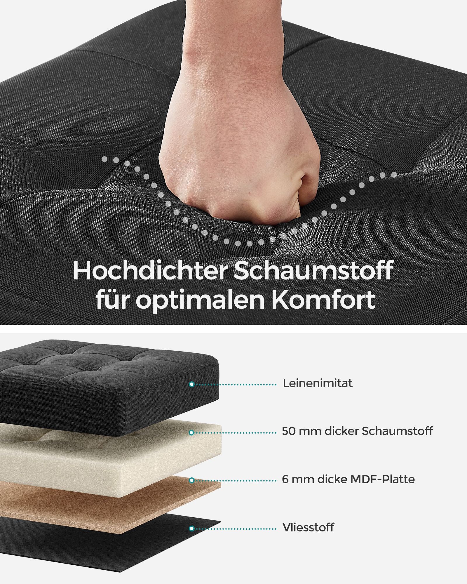Sitzbank klappbar 38 x 38 x 40 cm mit Stauraum schwarz