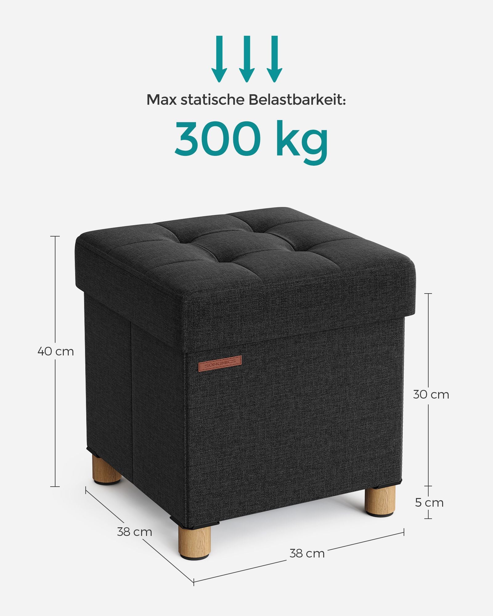 Sitzbank klappbar 38 x 38 x 40 cm mit Stauraum schwarz