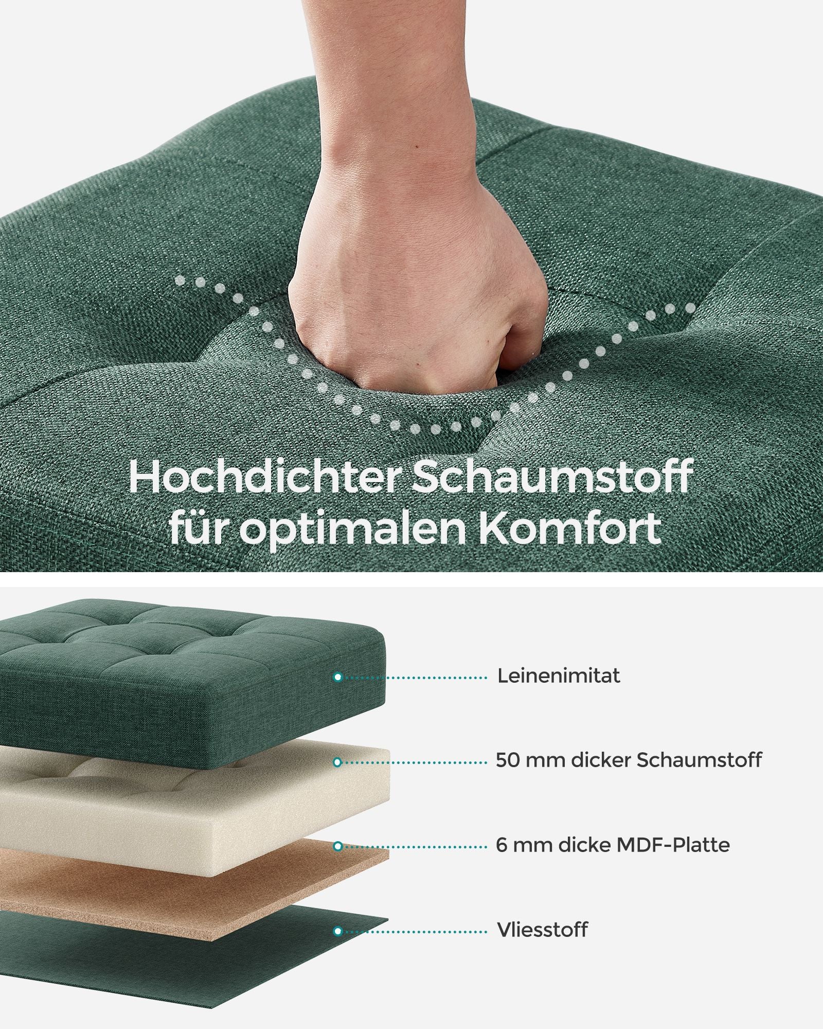 Sitzbank klappbar 38 x 38 x 40 cm mit Stauraum vintagegrün