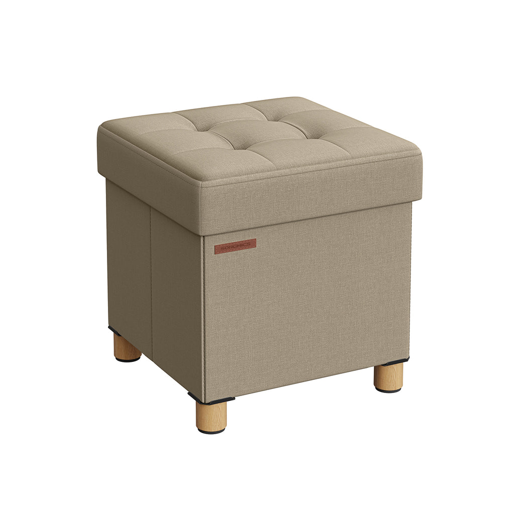 Klappbarer Sitzhocker mit Stauraum 38 x 38 cm kamelbraun