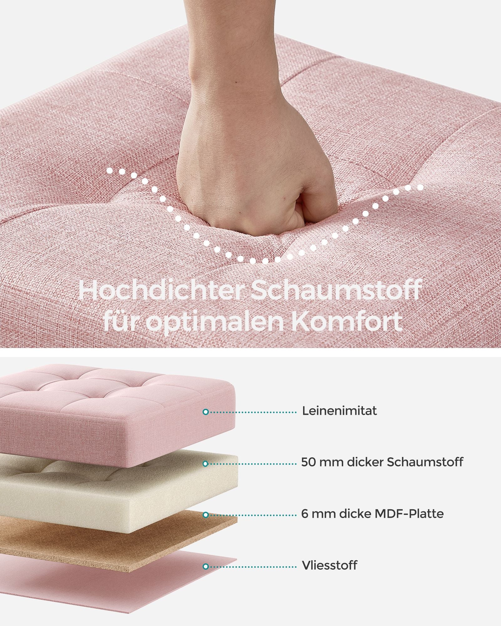 Sitzbank klappbar 38 x 38 x 40 cm mit Stauraum pastellrosa