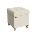 Klappbarer Sitzhocker mit Stauraum 38 x 38 cm cremeweiß