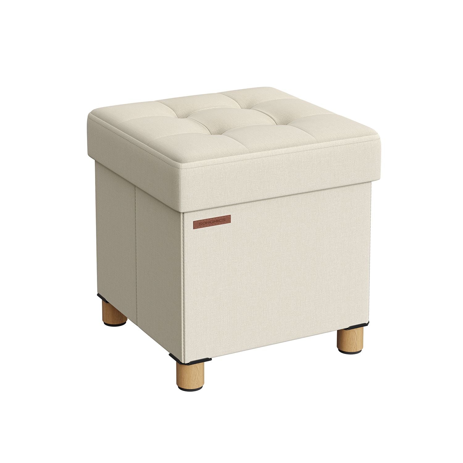 Klappbarer Sitzhocker mit Stauraum 38 x 38 cm cremeweiß
