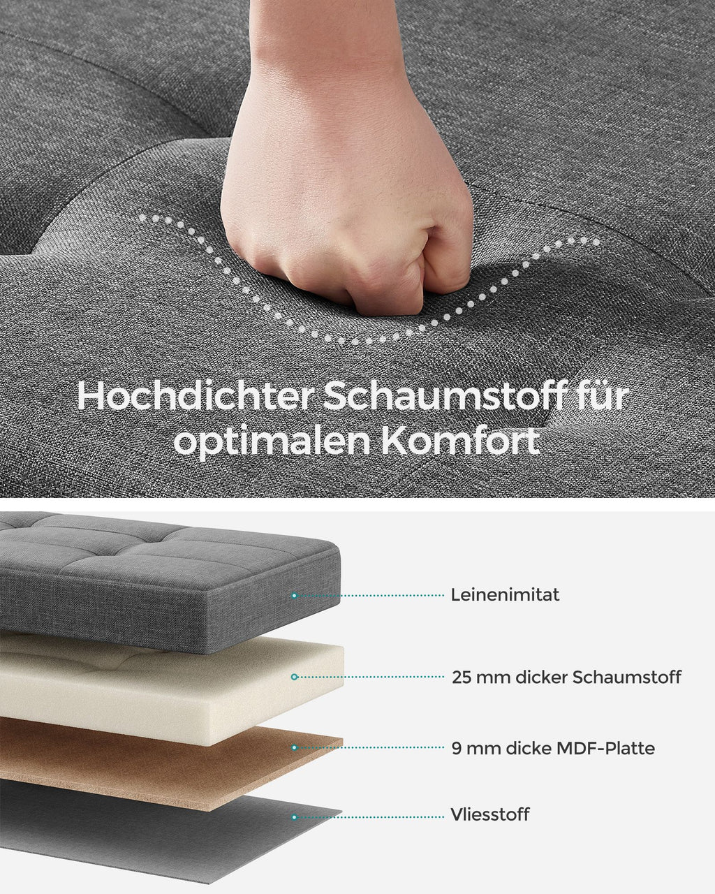 Sitzbank mit Stauraum klappbar dunkelgrau