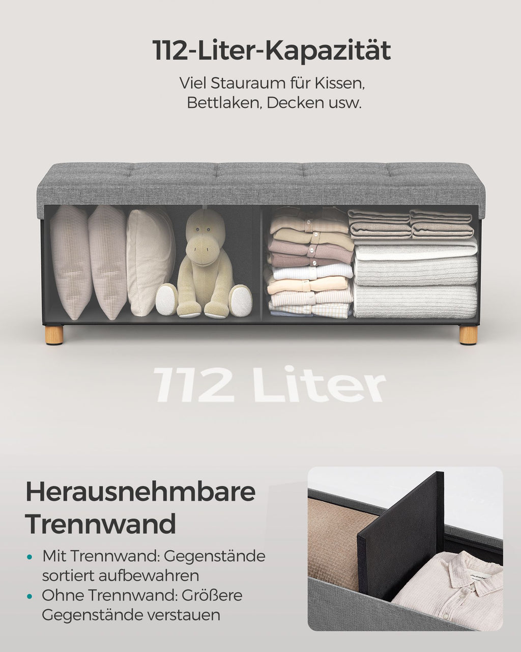 Sitzbank mit Stauraum 38 x 110 x 40 cm