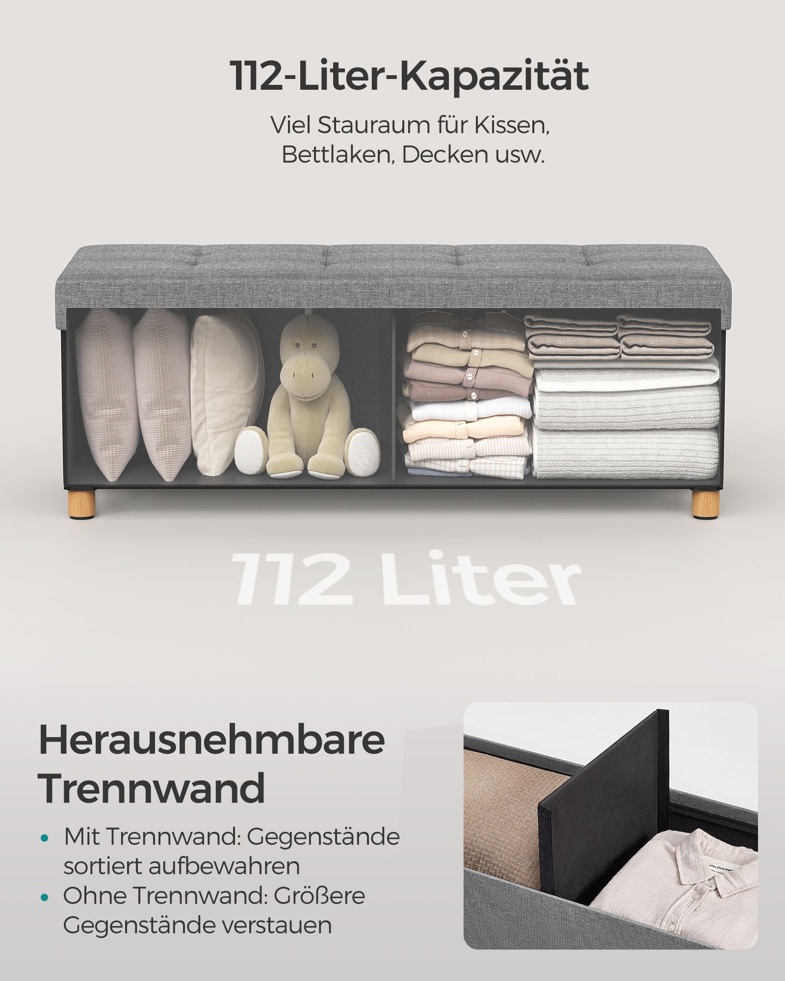 Sitzbank mit Stauraum 38 x 110 x 40 cm