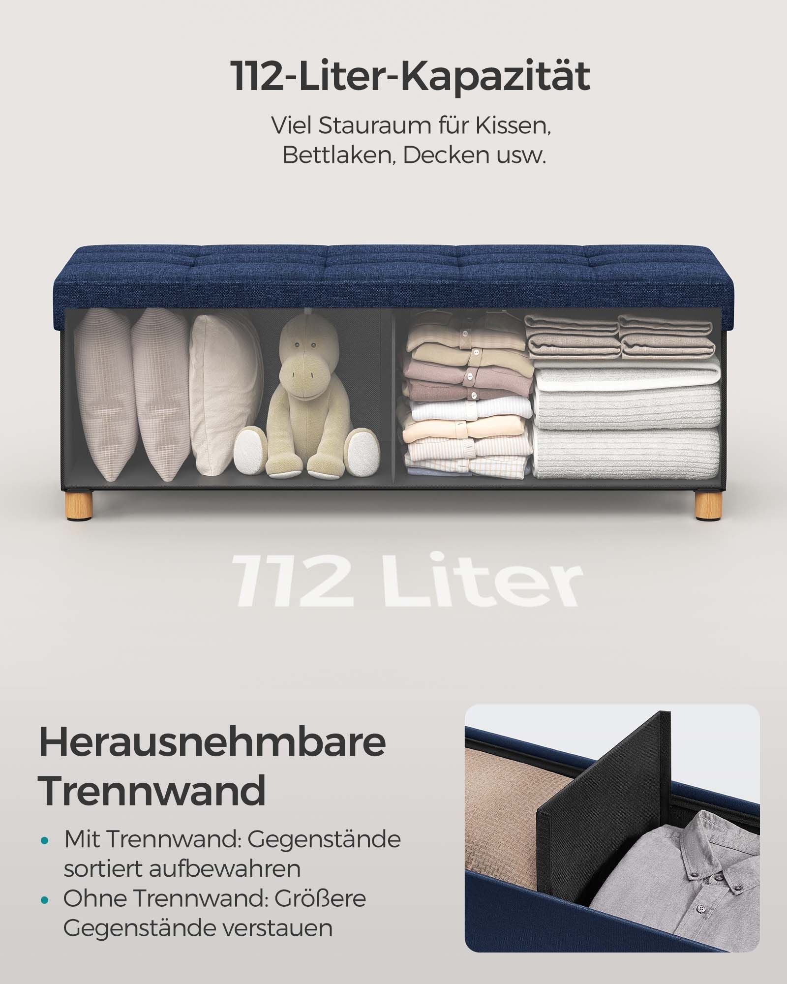 Sitzbank mit Stauraum 38 x 110 x 40 cm