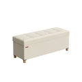 Klappbarer Sitzhocker mit Stauraum 38 x 110 x 40 cm cremeweiß