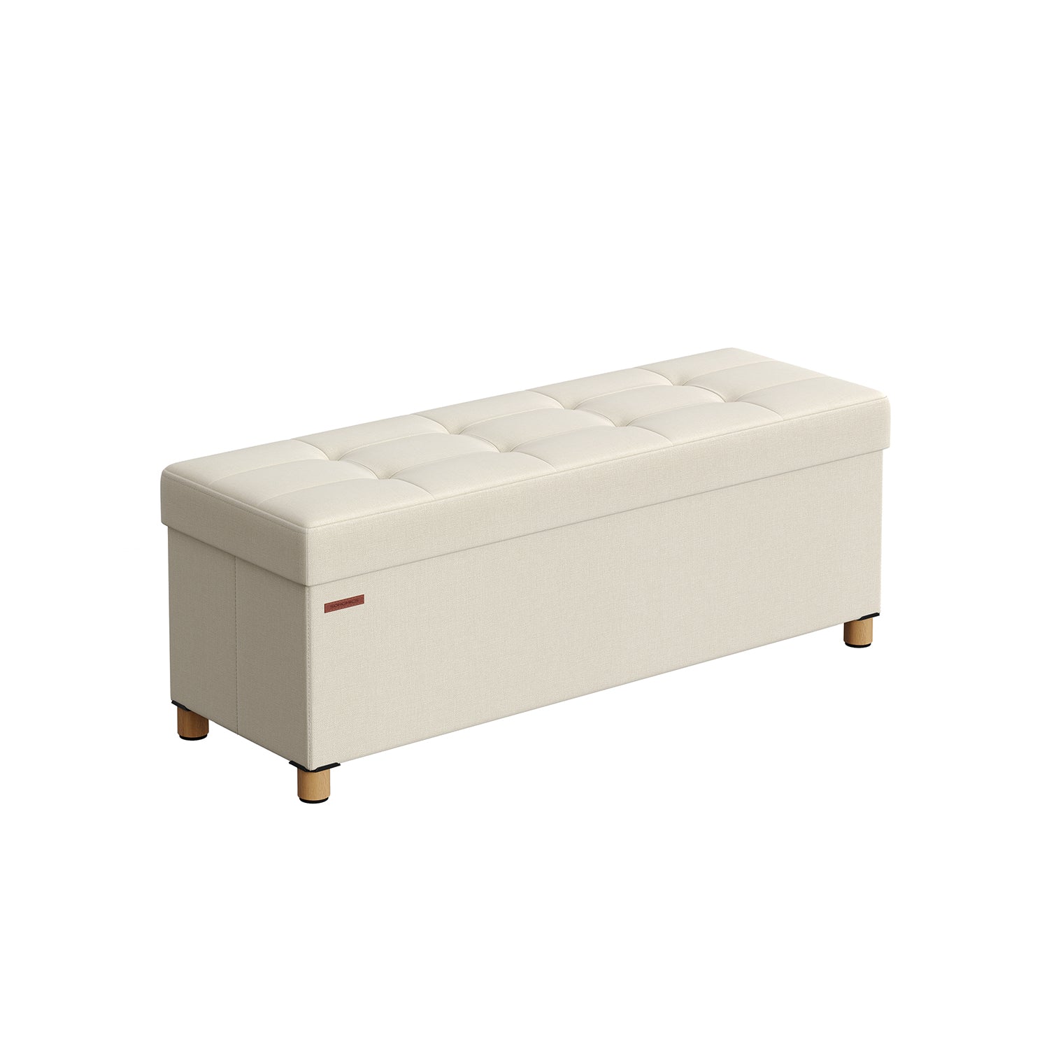 Klappbarer Sitzhocker mit Stauraum 38 x 110 x 40 cm cremeweiß