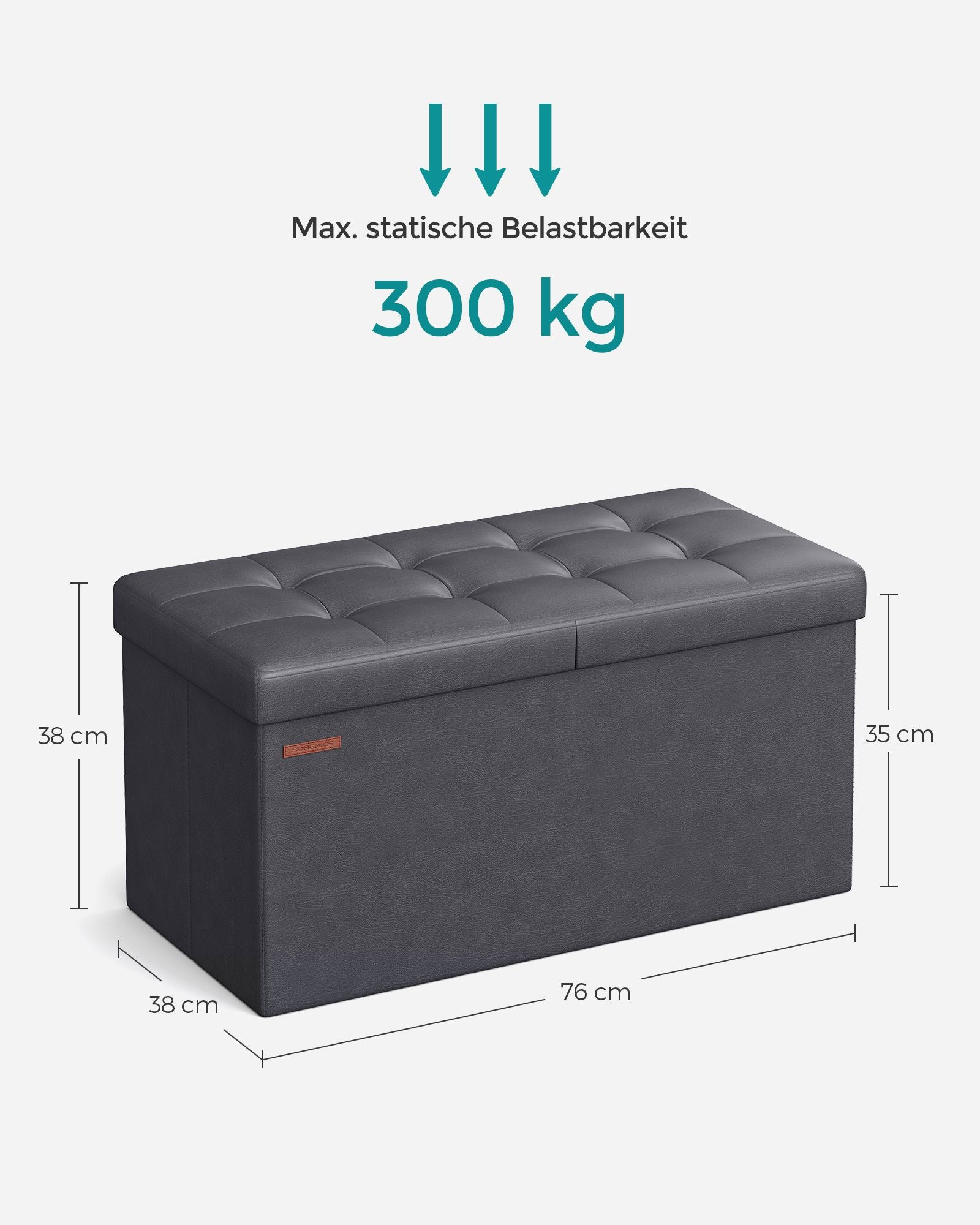 Sitzbank faltbar 89 Liter 38 x 76 x 38 cm dunkelgrau