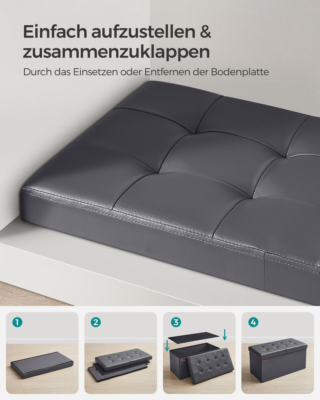 Sitzbank faltbar 89 Liter 38 x 76 x 38 cm dunkelgrau
