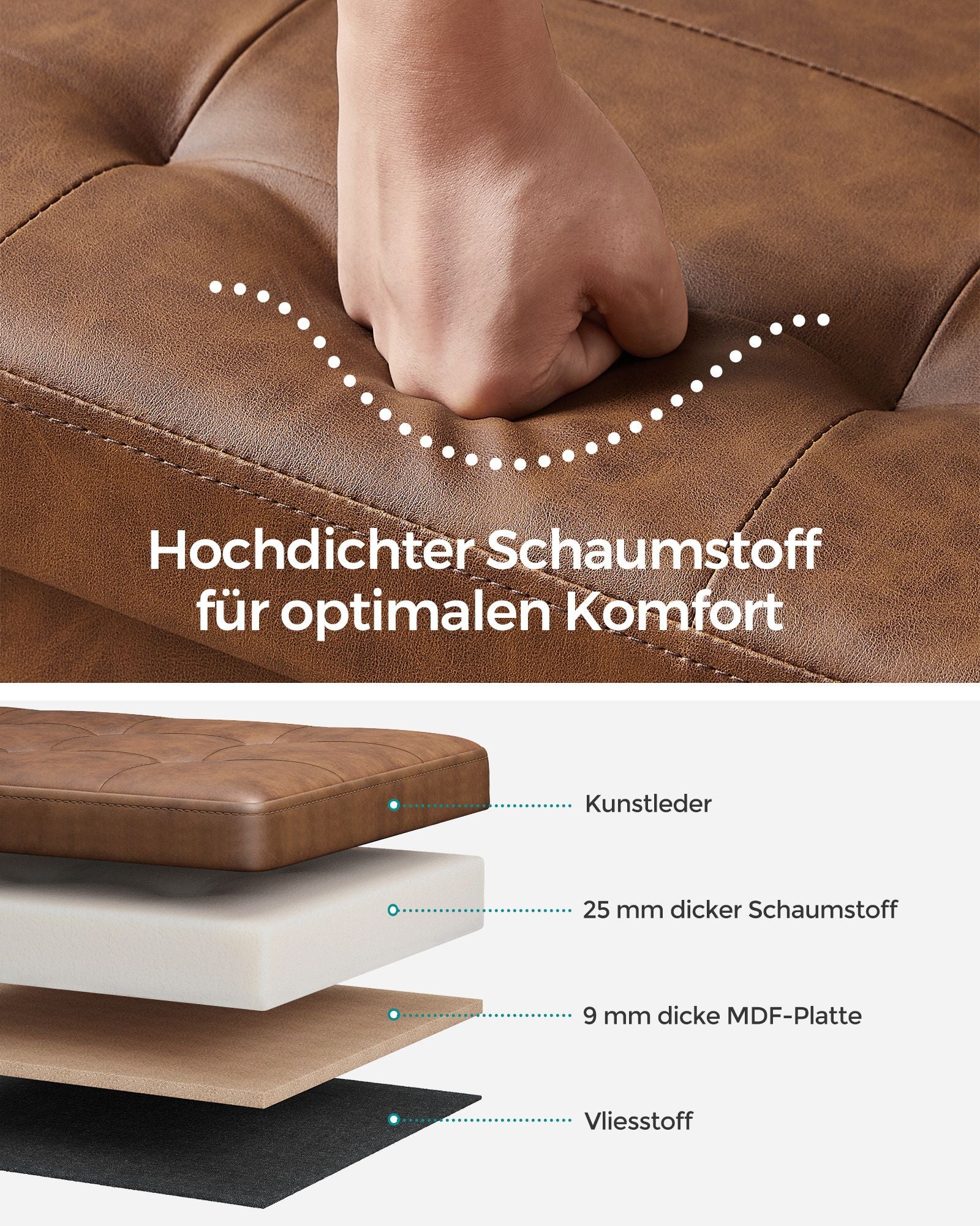 Sitzbank faltbar 89 Liter 38 x 76 x 38 cm kaffeebraun