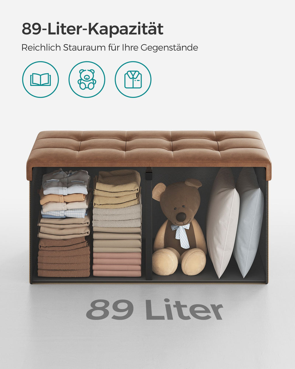 Sitzbank faltbar 89 Liter 38 x 76 x 38 cm kaffeebraun