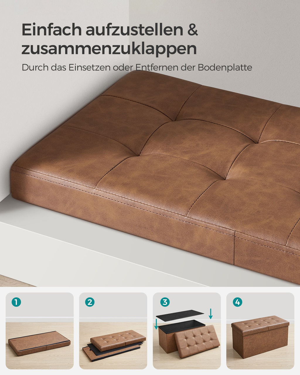 Sitzbank faltbar 89 Liter 38 x 76 x 38 cm kaffeebraun