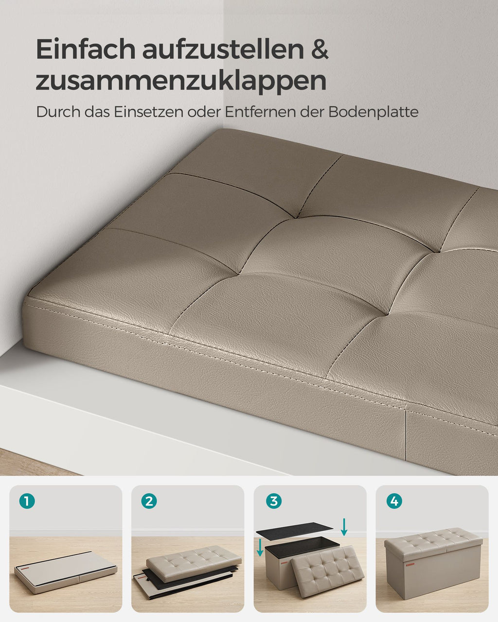 Sitzbank faltbar 89 Liter 38 x 76 x 38 cm kamelbraun