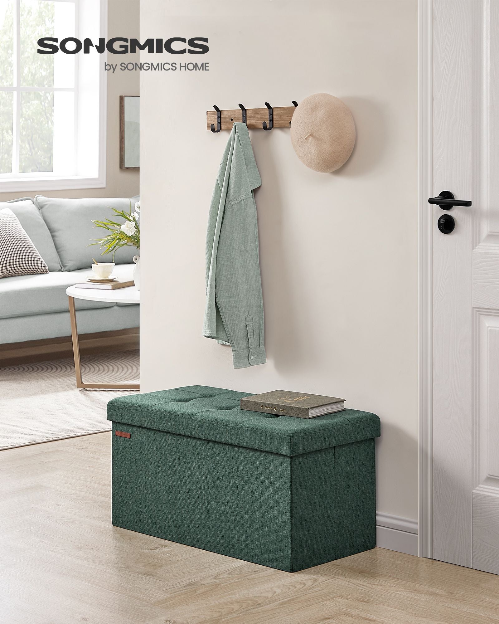 Sitzhocker mit Stauraum 38 x 76 x 38 cm vintagegrün