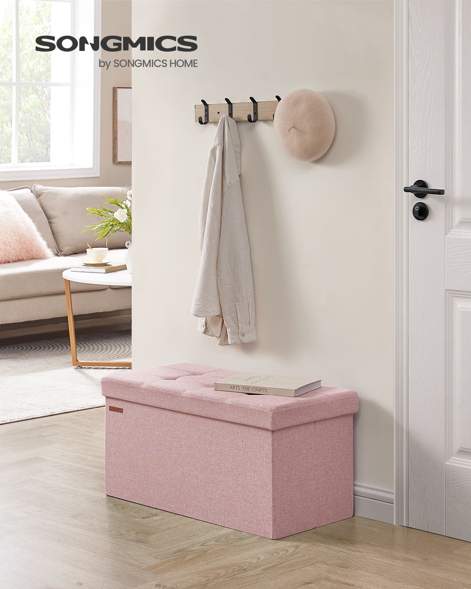Sitzhocker mit Stauraum 38 x 76 x 38 cm pastellrosa