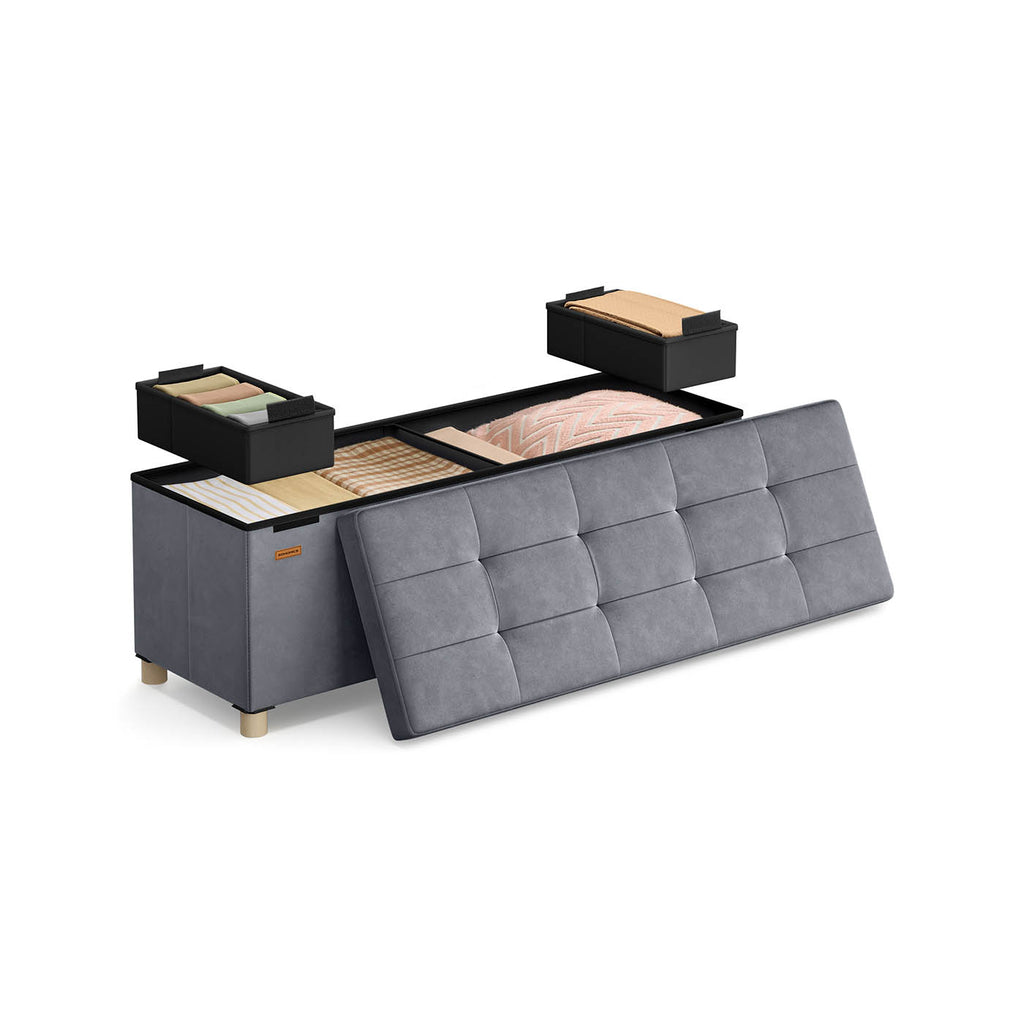 Sitzbank mit Stauraum 38 x 110 x 40 cm Fußhocker 112 L schiefergrau