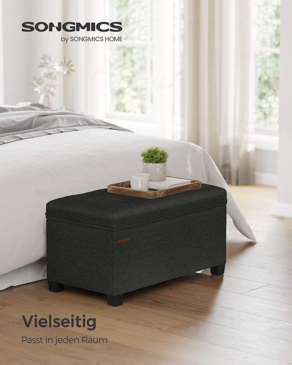 Sitzhocker mit Stauraum 40 x 76 x 40 cm tintenschwarz