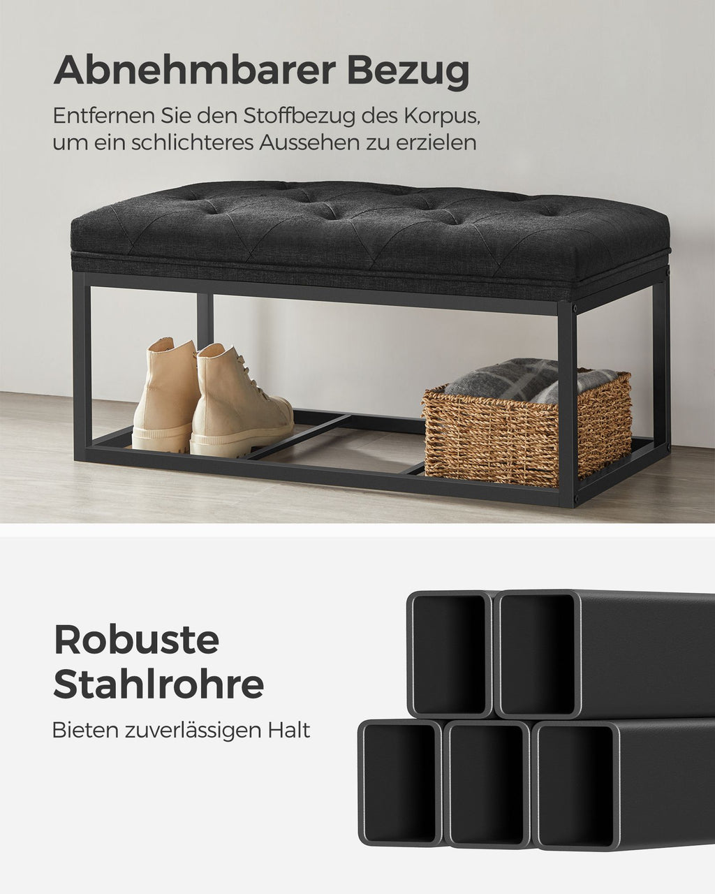 Sitzhocker mit Stauraum 40 x 76 x 40 cm tintenschwarz