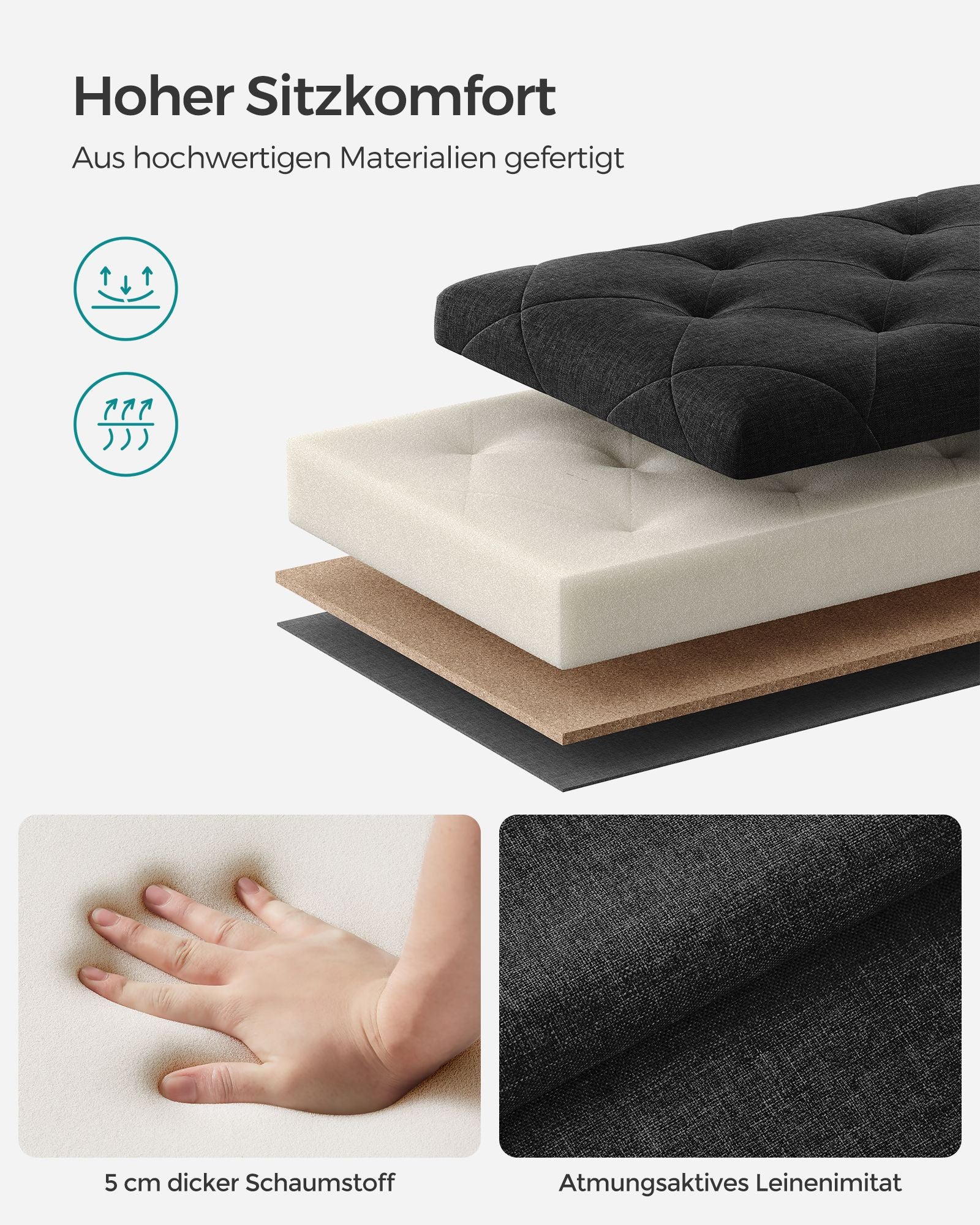Sitzhocker mit Stauraum 40 x 76 x 40 cm tintenschwarz