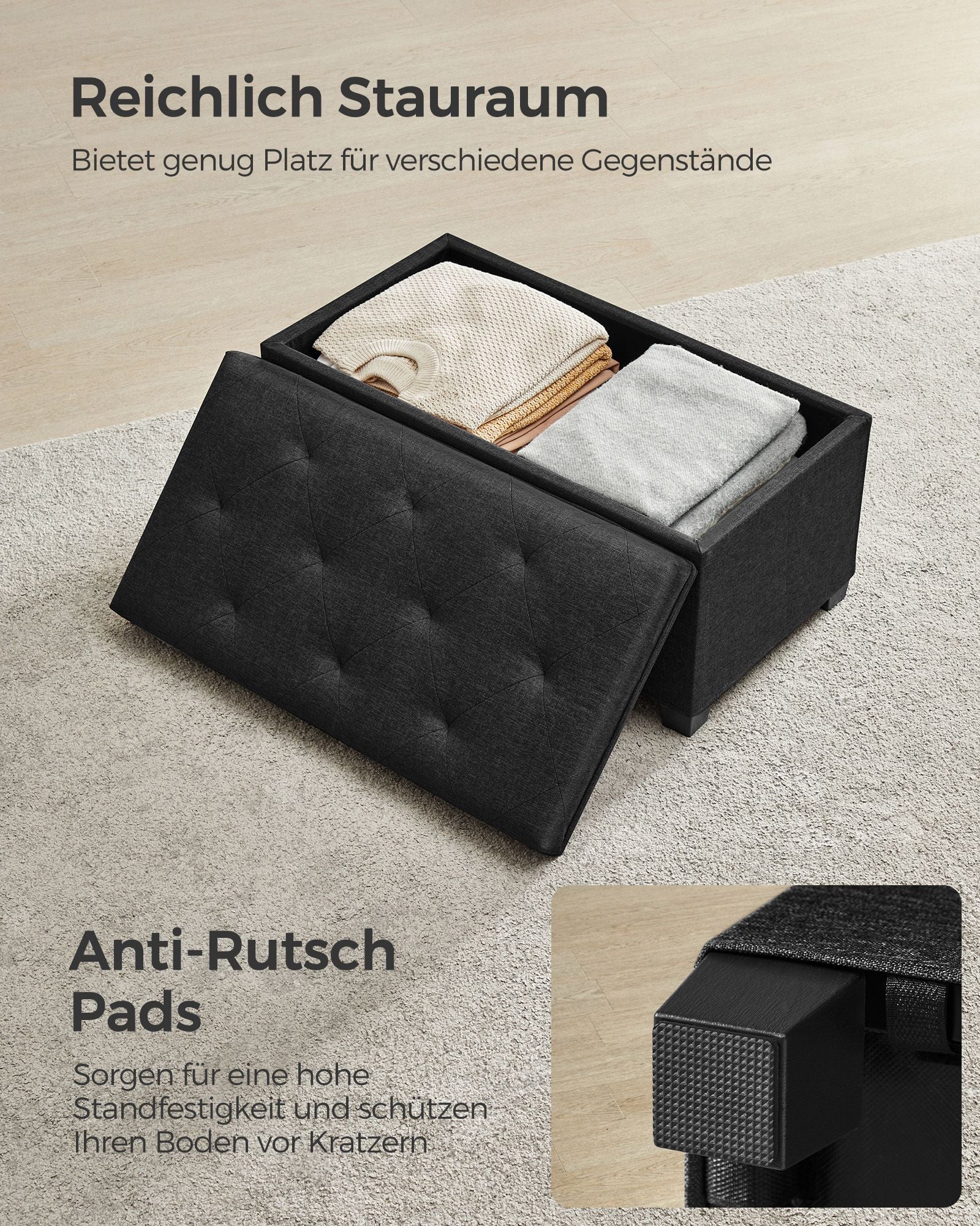 Sitzhocker mit Stauraum 40 x 76 x 40 cm tintenschwarz