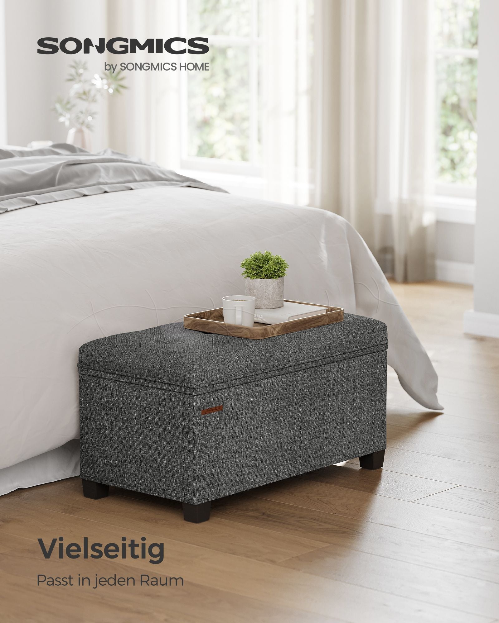 Sitzhocker mit Stauraum 40 x 76 x 40 cm dunkelgrau