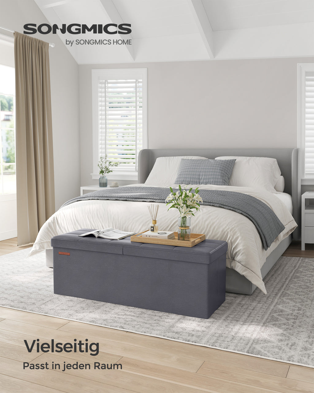 Sitzbank faltbar 120 Liter 38 x 110 x 38 cm dunkelgrau