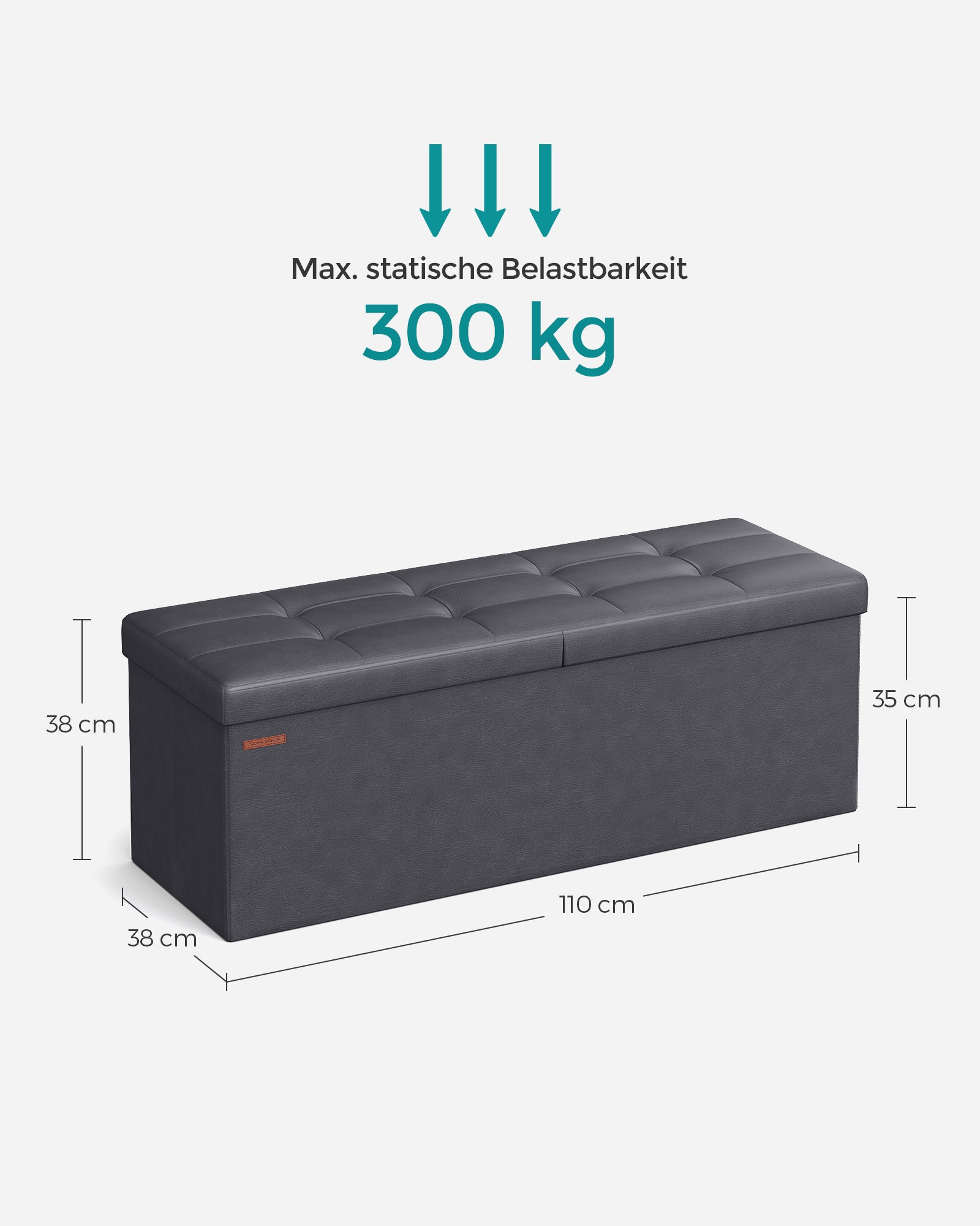 Sitzbank faltbar 120 Liter 38 x 110 x 38 cm dunkelgrau