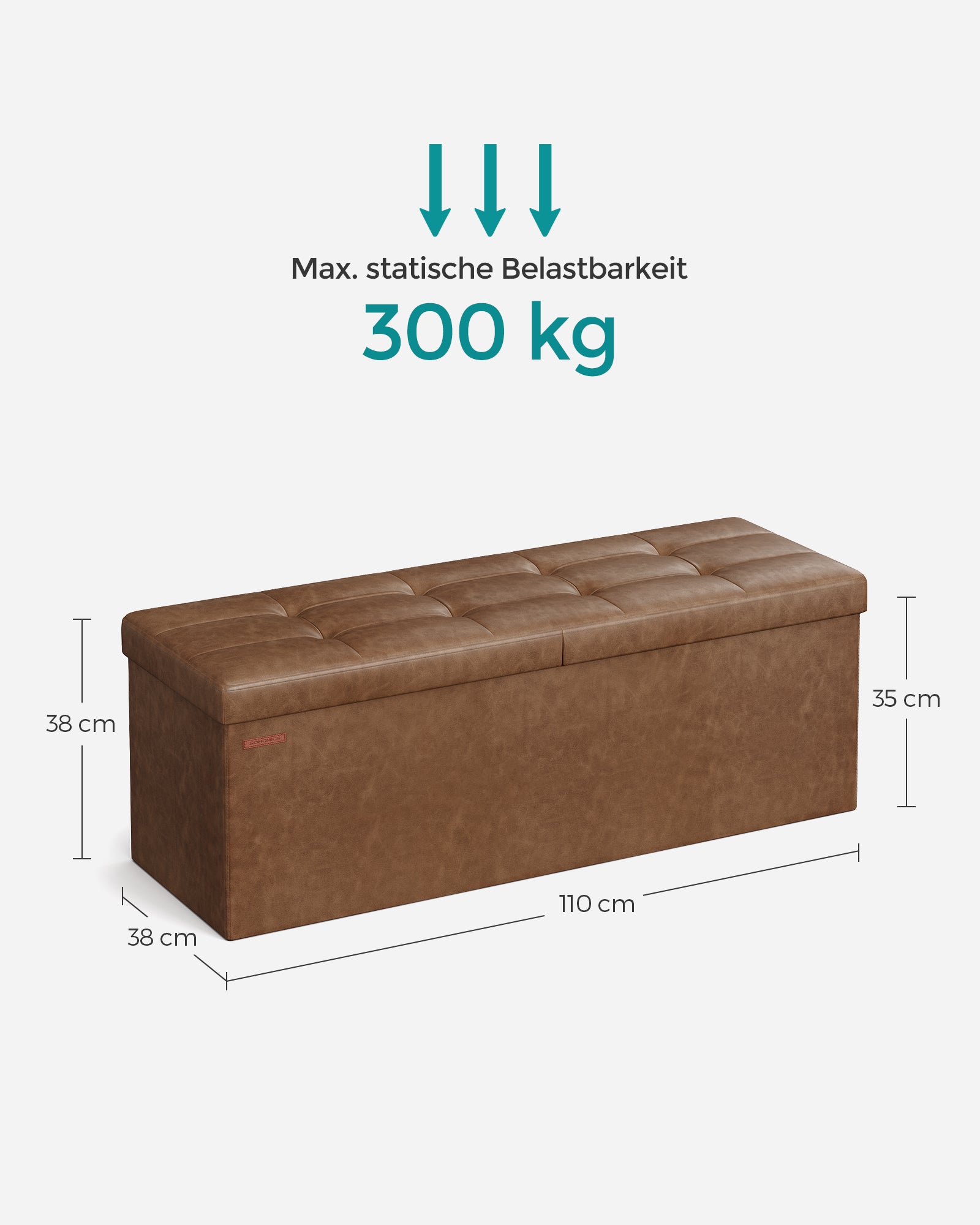 Sitzbank faltbar 120 Liter 38 x 110 x 38 cm kaffeebraun