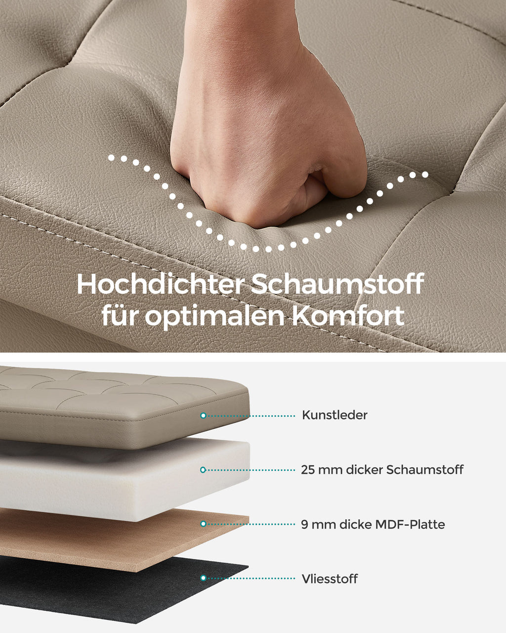 Sitzbank faltbar 120 Liter 38 x 110 x 38 cm kamelbraun