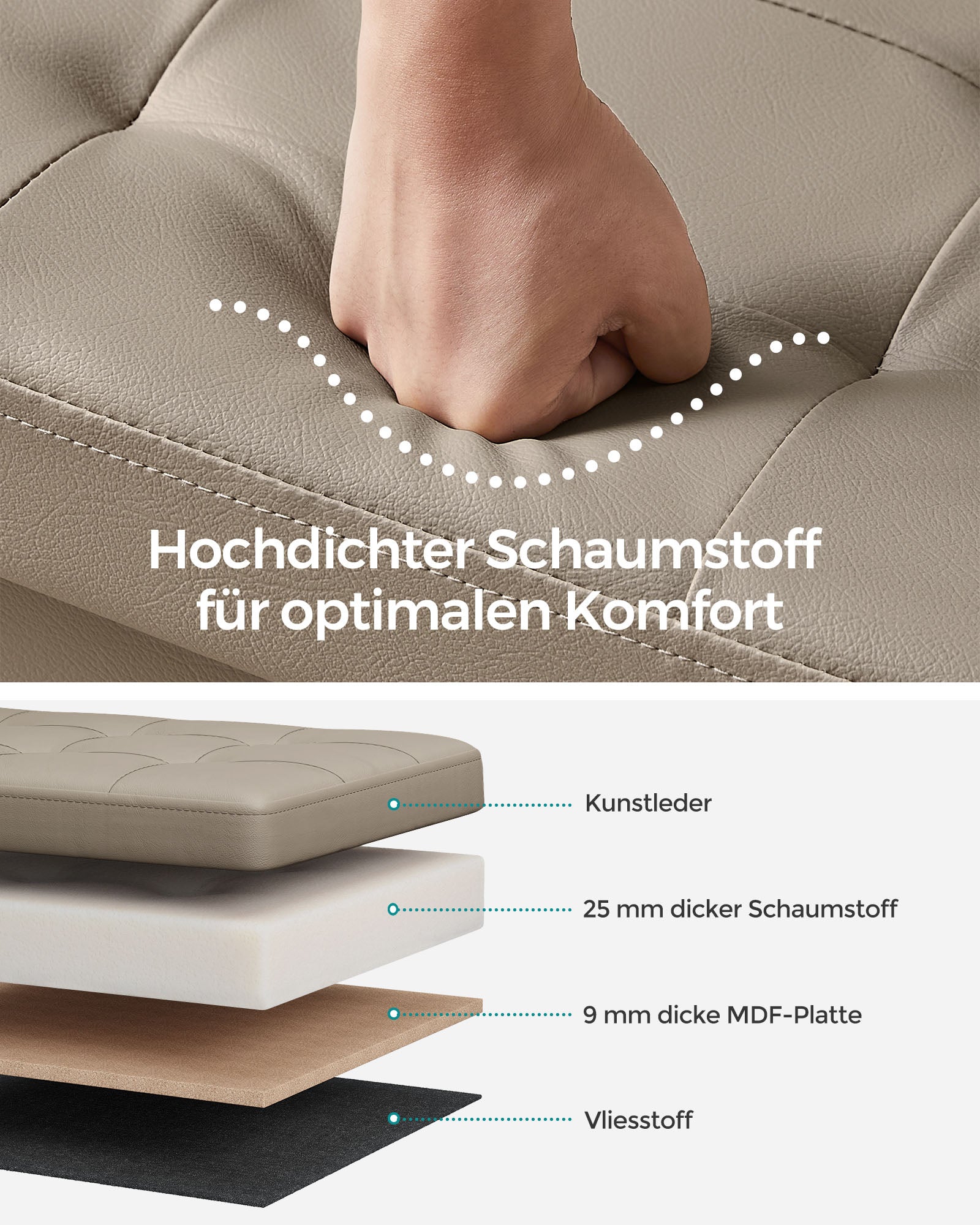 Sitzbank faltbar 120 Liter 38 x 110 x 38 cm kamelbraun
