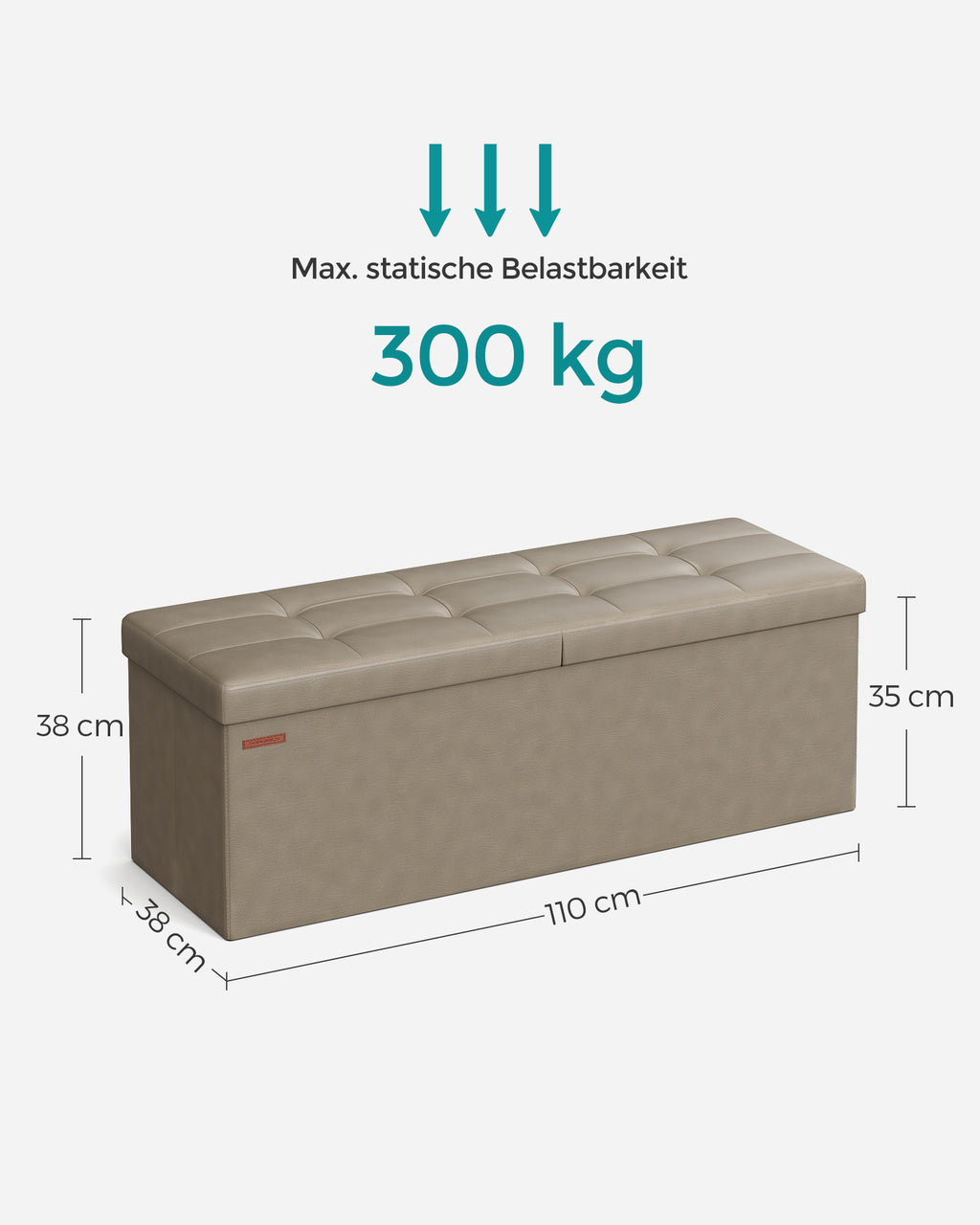 Sitzbank faltbar 120 Liter 38 x 110 x 38 cm kamelbraun