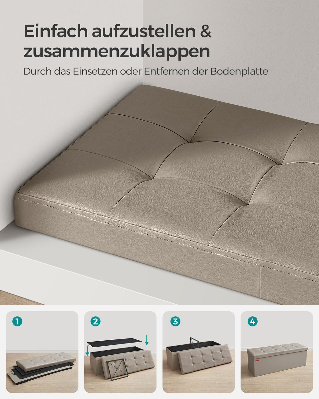 Sitzbank faltbar 120 Liter 38 x 110 x 38 cm kamelbraun