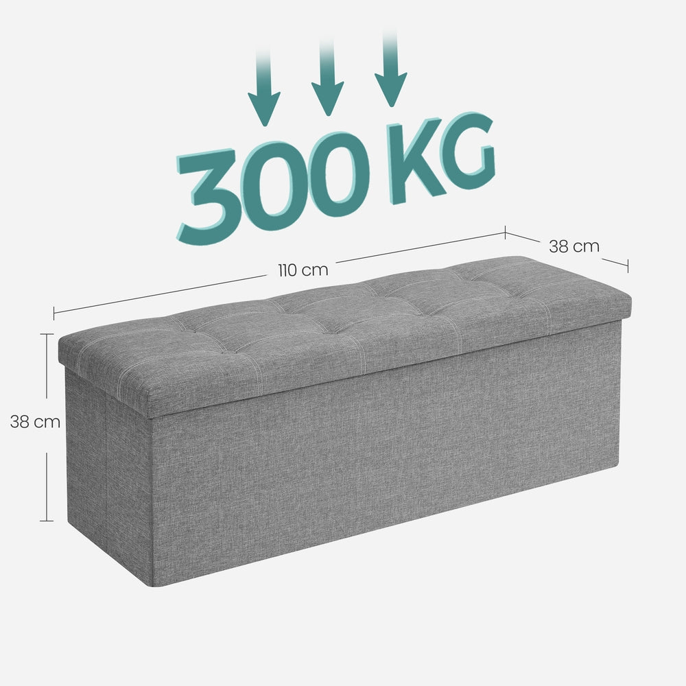 Sitzbank mit Stauraum faltbar 110 x 38 x 38 cm Hellgrau