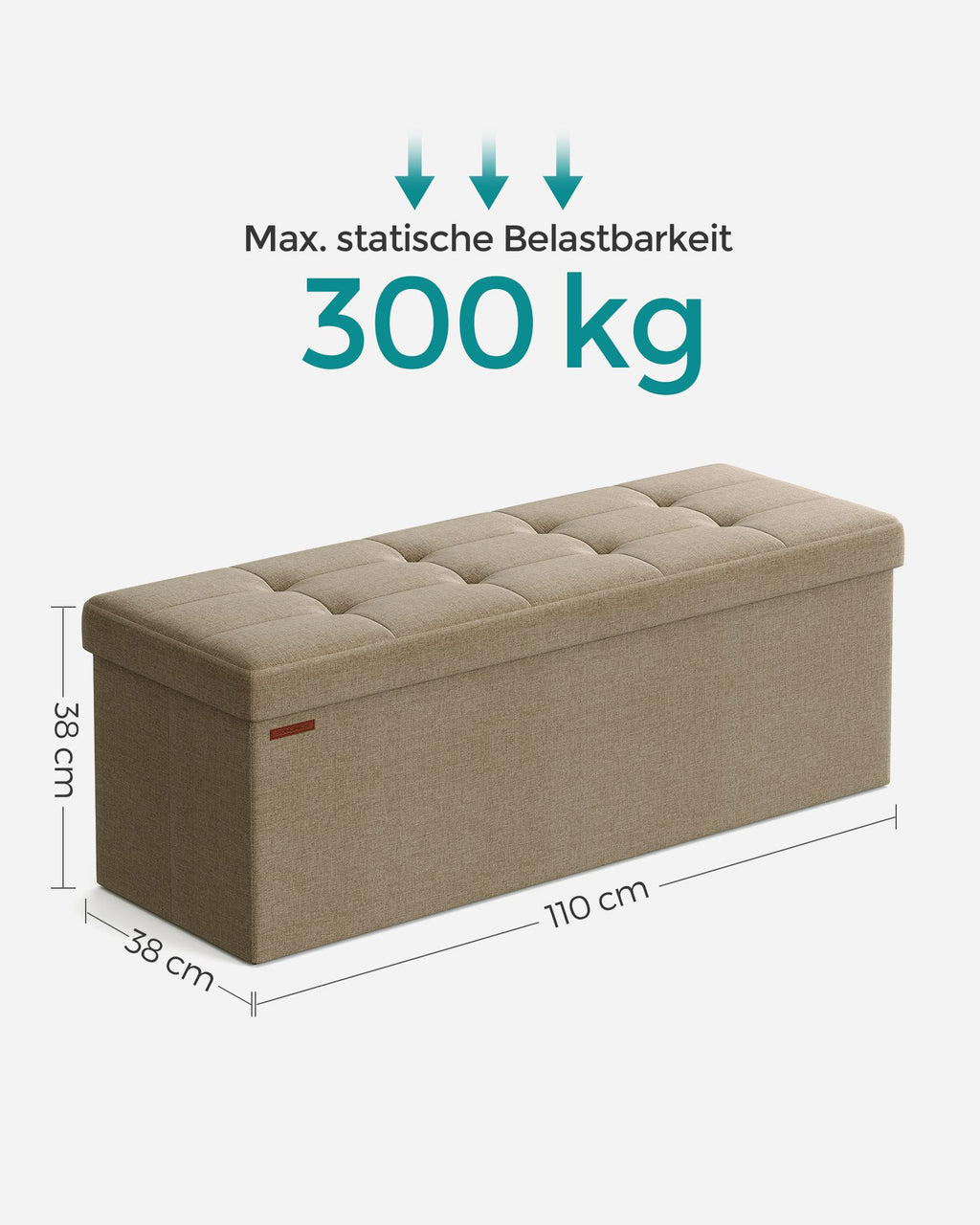 Sitzbank mit Stauraum, 38 x 110 x 38 cm, Sitztruhe