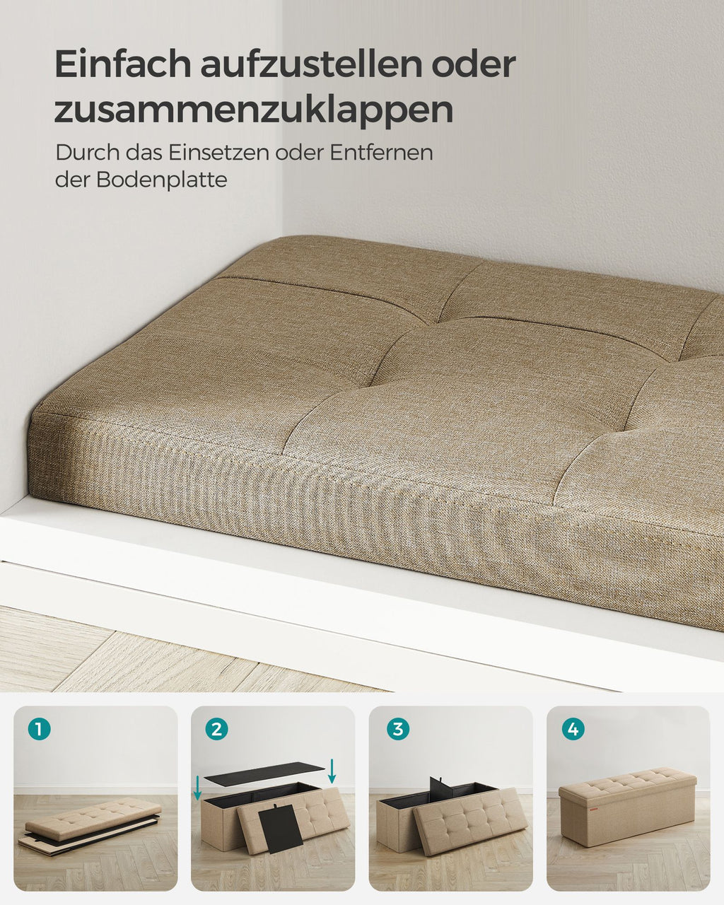 Sitzbank mit Stauraum, 38 x 110 x 38 cm, Sitztruhe