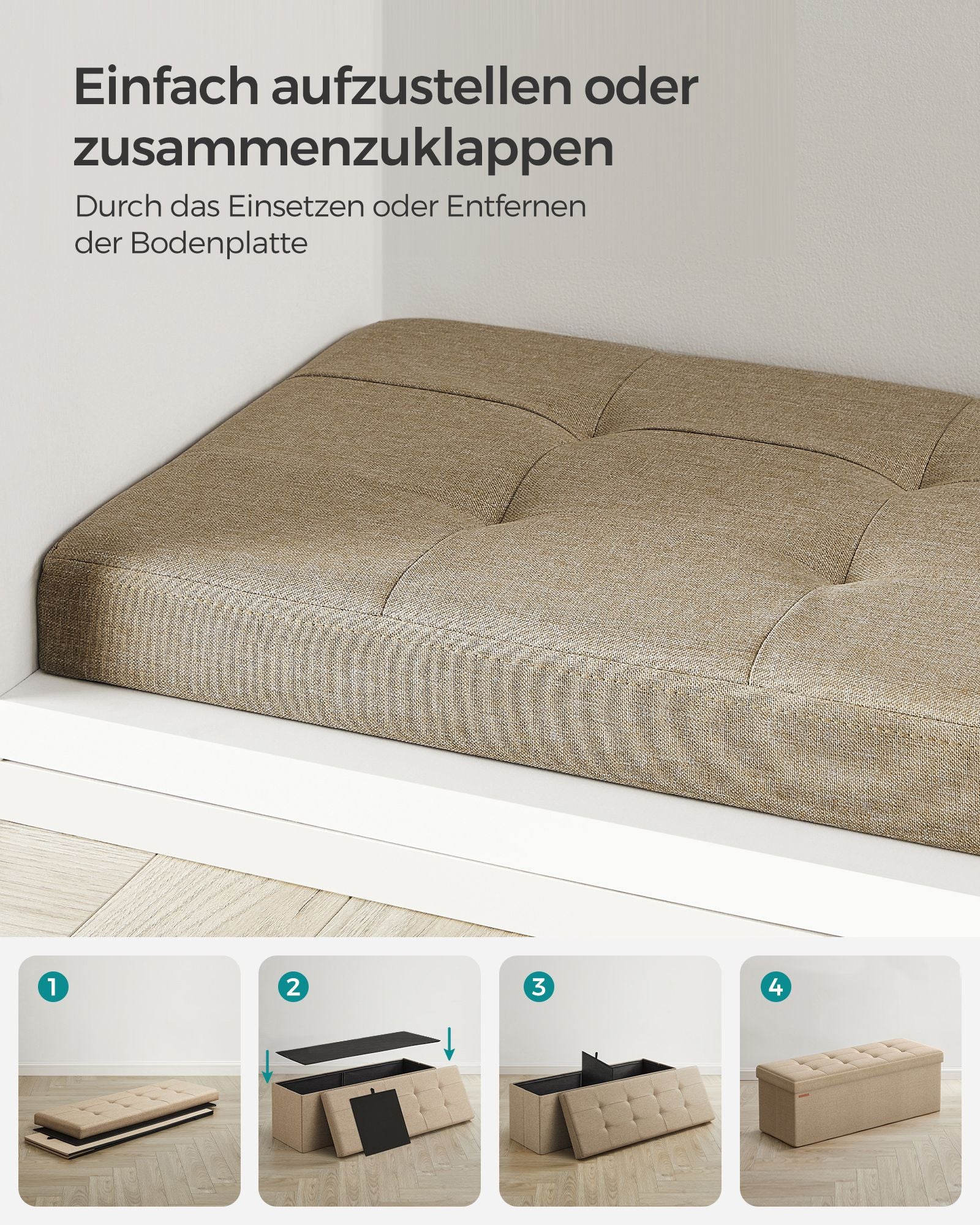 Sitzbank mit Stauraum, 38 x 110 x 38 cm, Sitztruhe