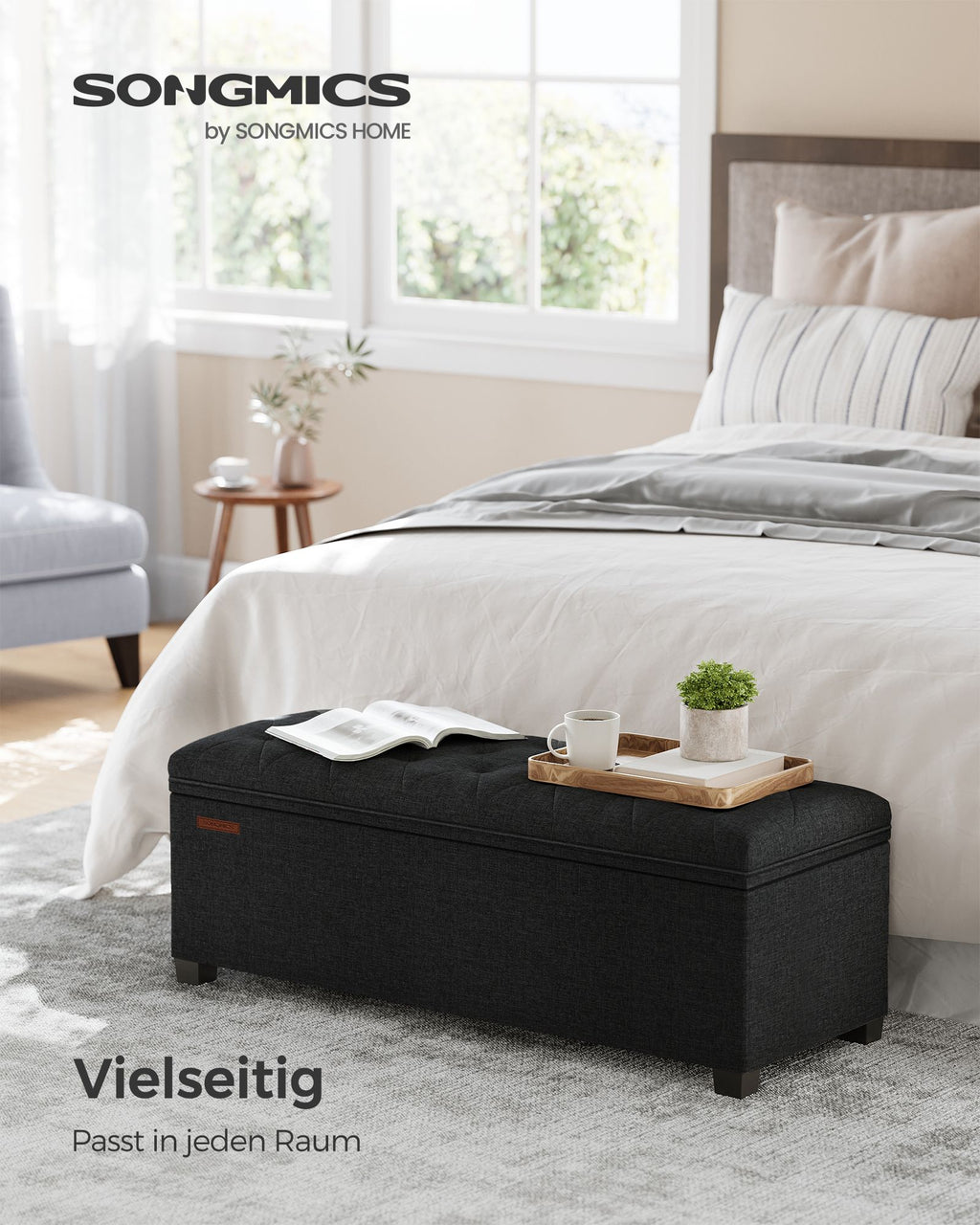 Sitzhocker mit Stauraum  40 x 110 x 40 cm tintenschwarz