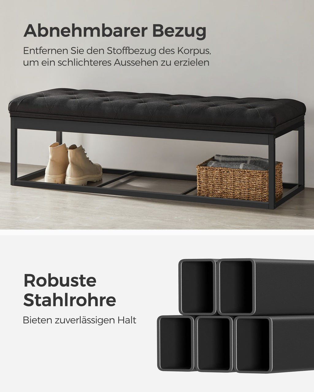Sitzhocker mit Stauraum  40 x 110 x 40 cm tintenschwarz
