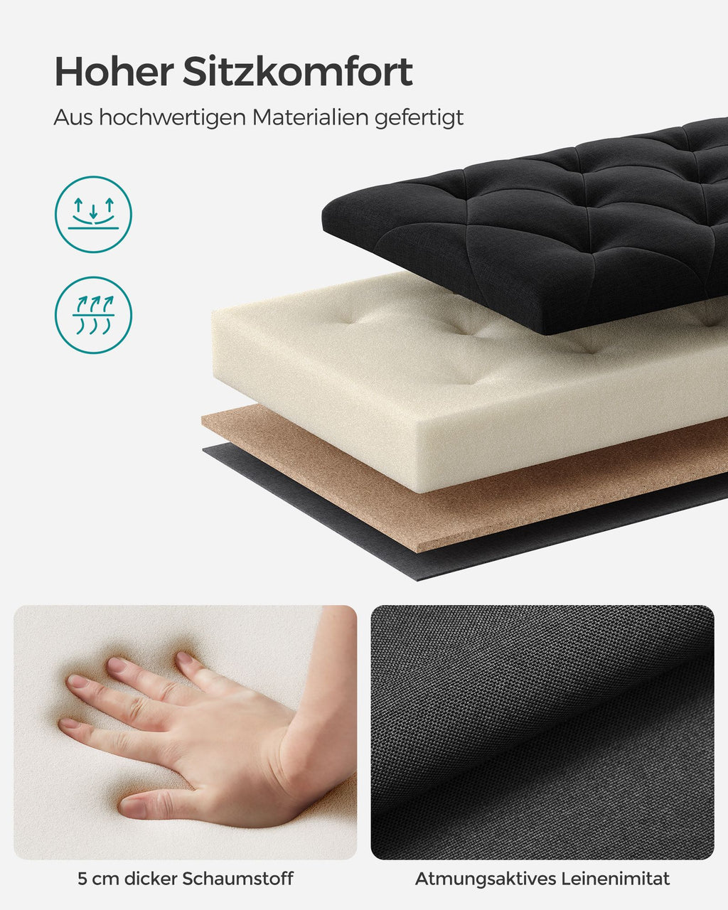 Sitzhocker mit Stauraum  40 x 110 x 40 cm tintenschwarz